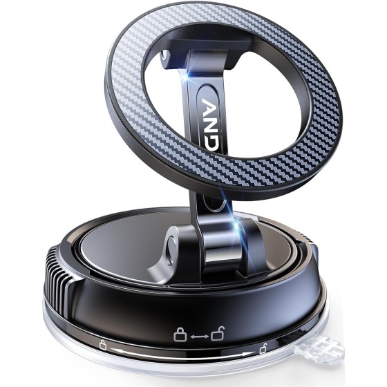 ANDERY 汽車手機座 適用於 Magsafe [78+LBS 最強吸力和 2400gf 磁性] 360° 可調式車用手機座 適用於您汽車的手機座 適用於 iPhone 17 Pro Max 16 15 14 13 12 Air Plus 碳纖維