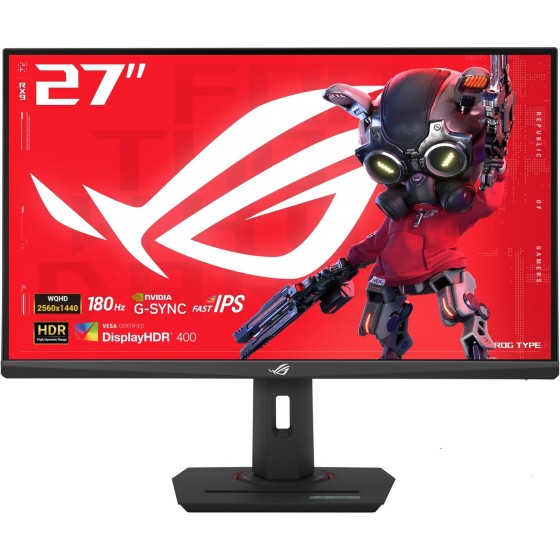 ASUS 華碩 ROG Strix 27 吋 QHD (2560x1440) HDR400 USB-C 遊戲顯示器 (XG27ACS)、180Hz、1ms、Fast IPS、133% sRGB、極低動態模糊同步、G-Sync 相容、DisplayWidget、三腳架插座,3 年保固